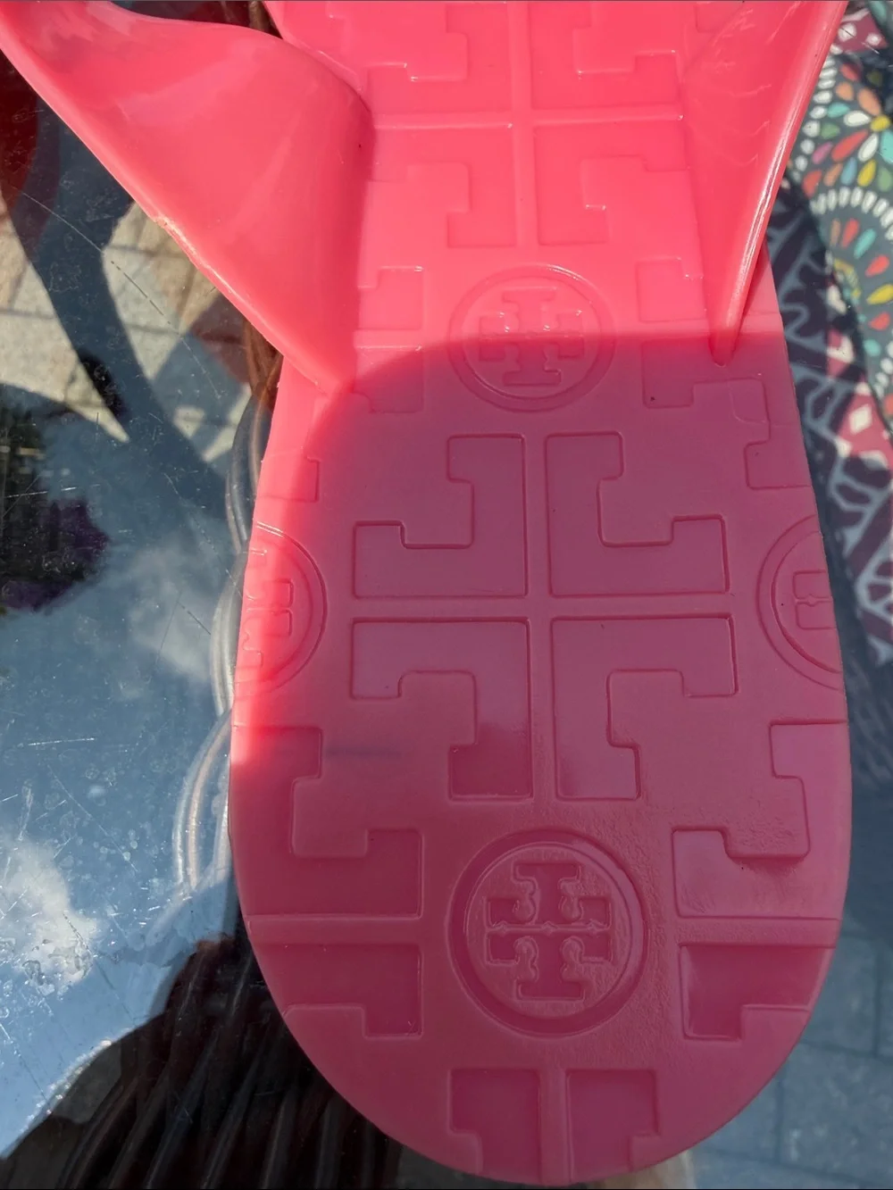 Tory Burch Coral Pink Logo Jelly Thong Sandals